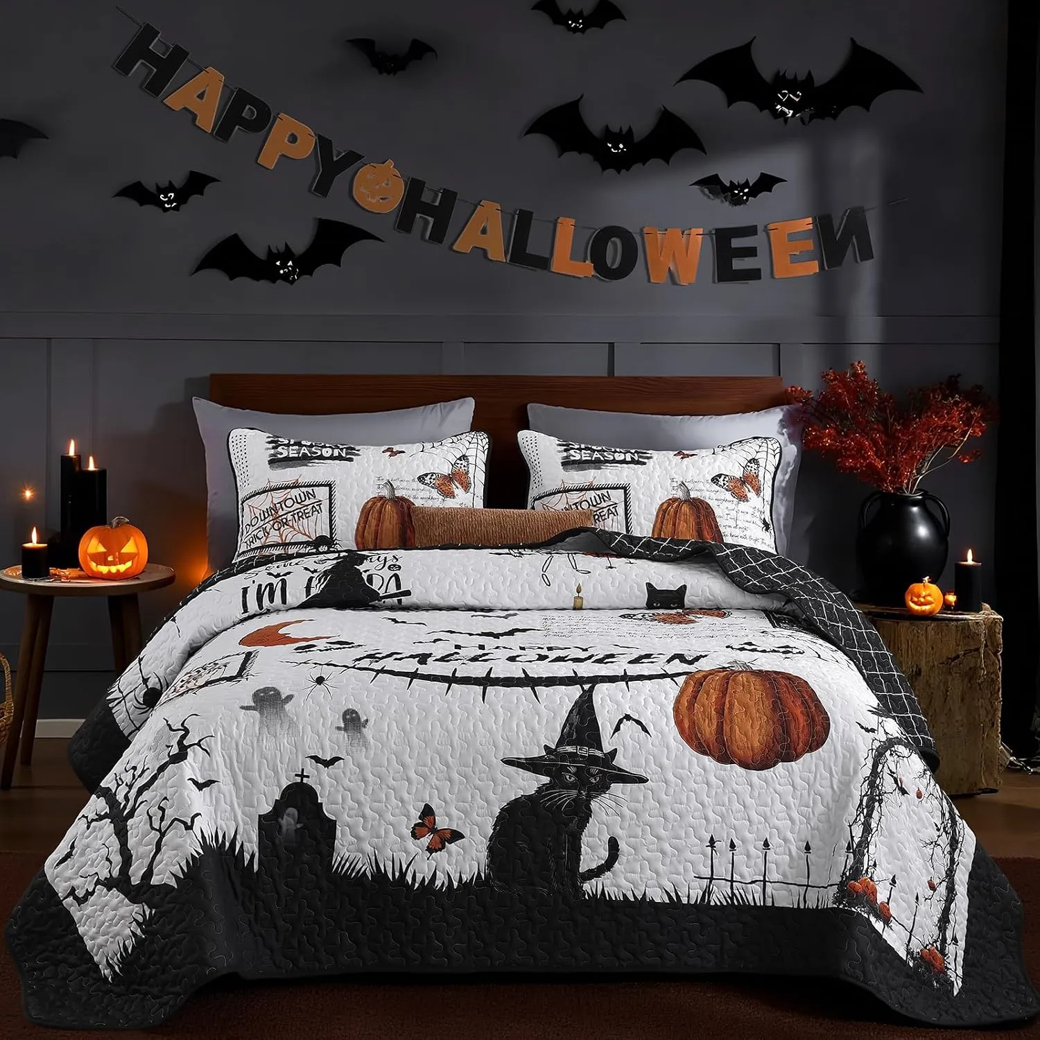 Black Cat Halloween Bedding Set