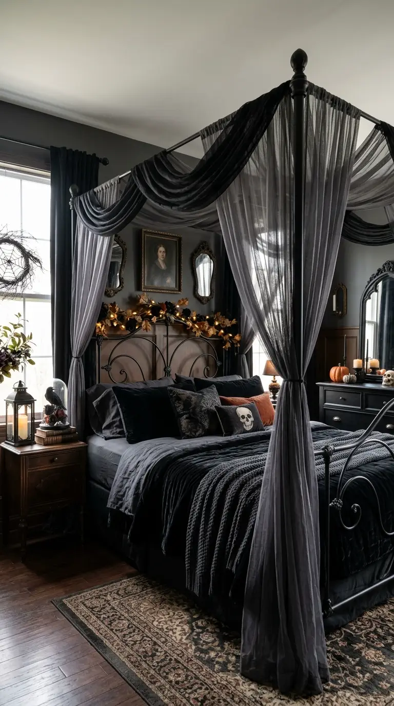 Antique Black Canopy Bed