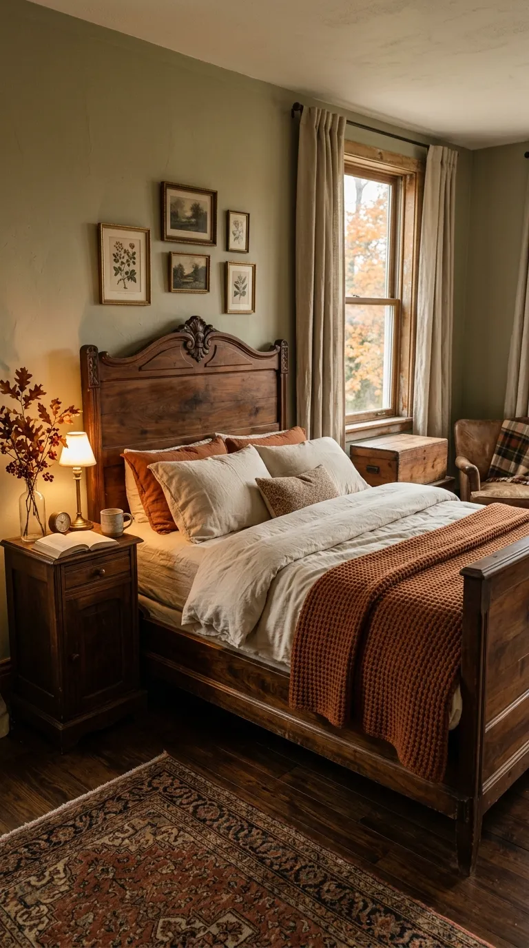 Antique Walnut Bed With Linen Layers