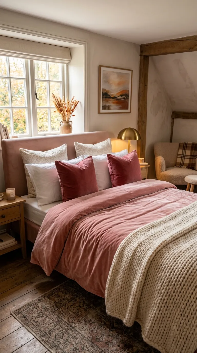 Blush Pink Velvet Bedding Layers
