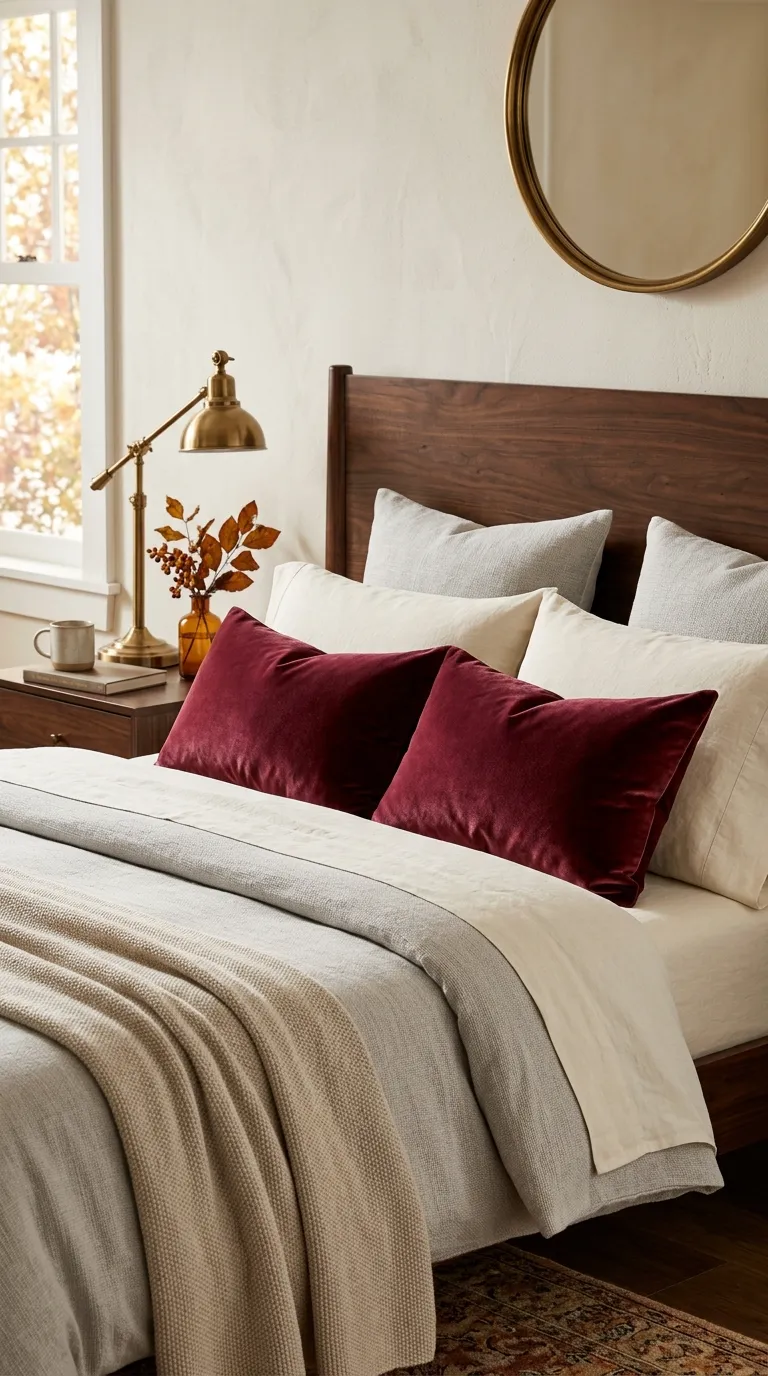 Burgundy Velvet Pillow Accents