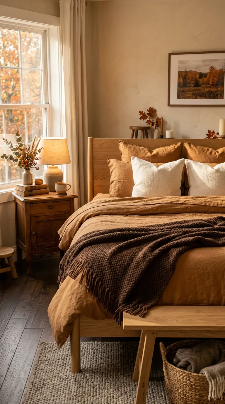 Caramel Toned Linen Bedding