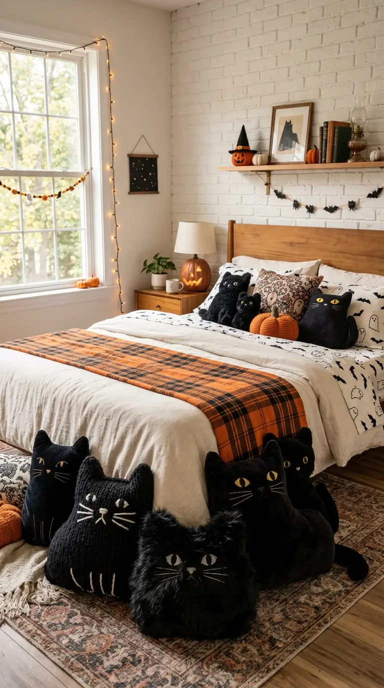 Cozy Black Cat Pillow Collection