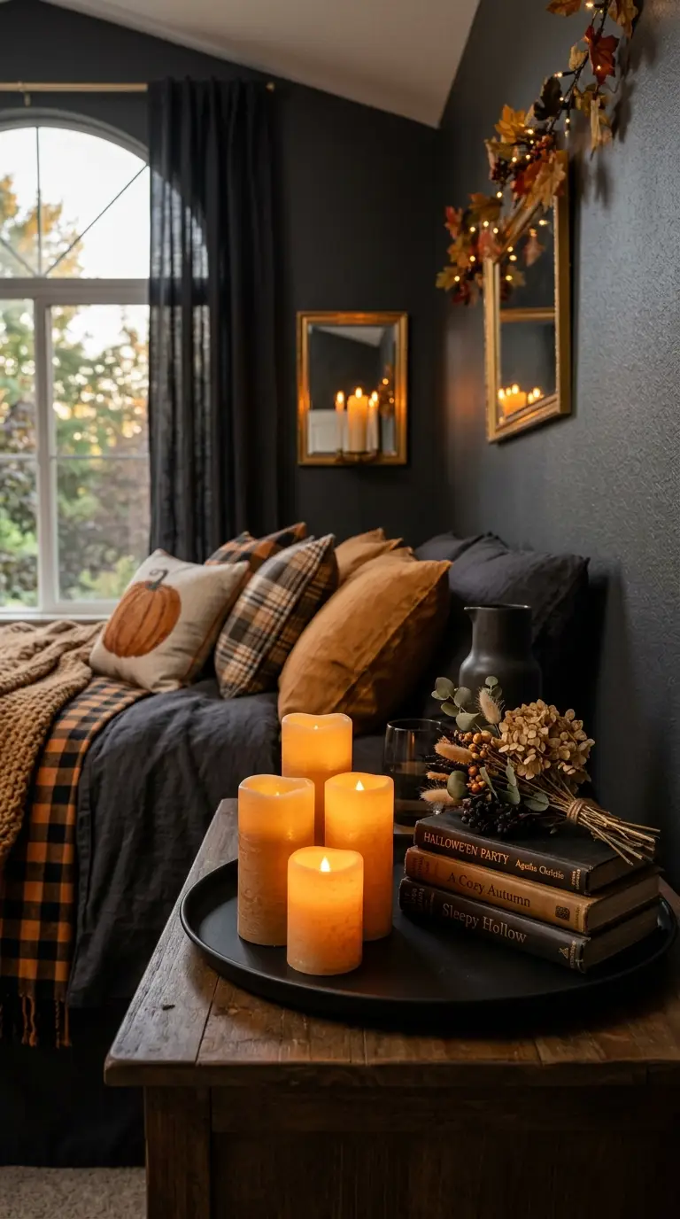 Cozy Candlelit Nightstand Corner