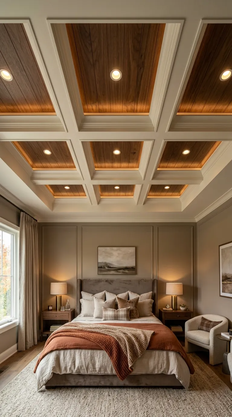 Cozy Coffered Wood Ceiling