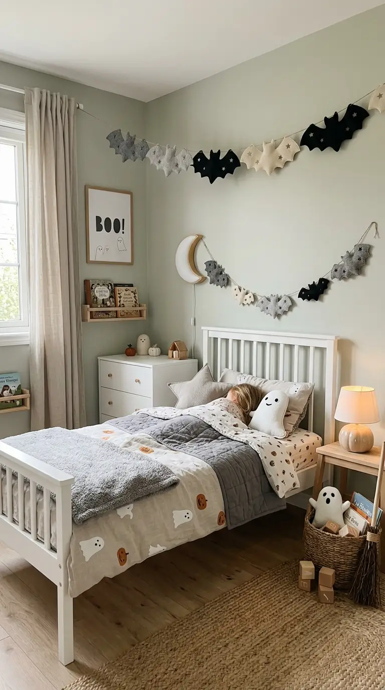 Cute Bat Garland Above Bed