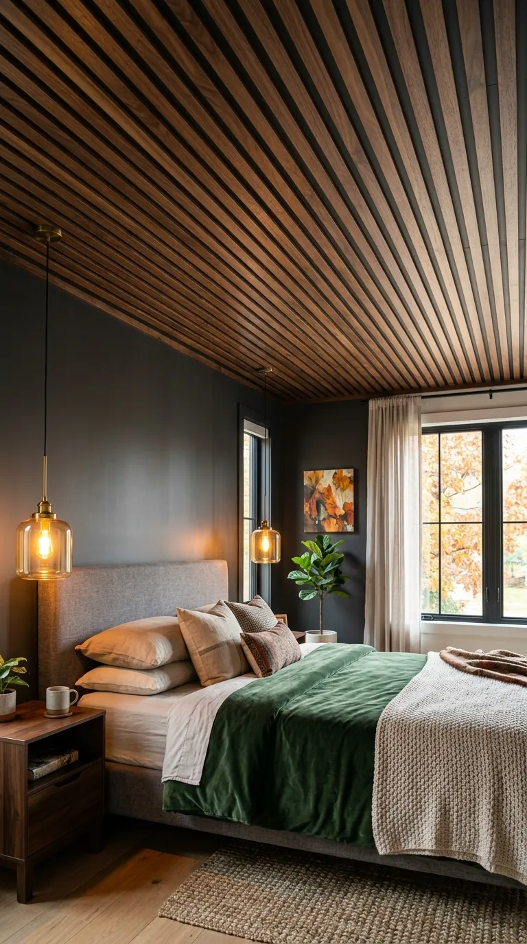 Dark Walnut Slatted Ceiling