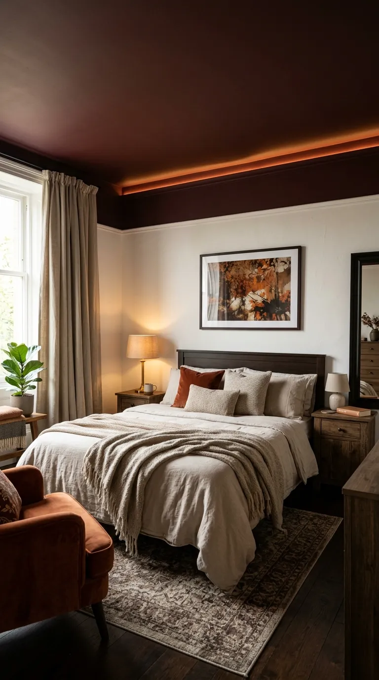 Deep Burgundy Ceiling Treatment