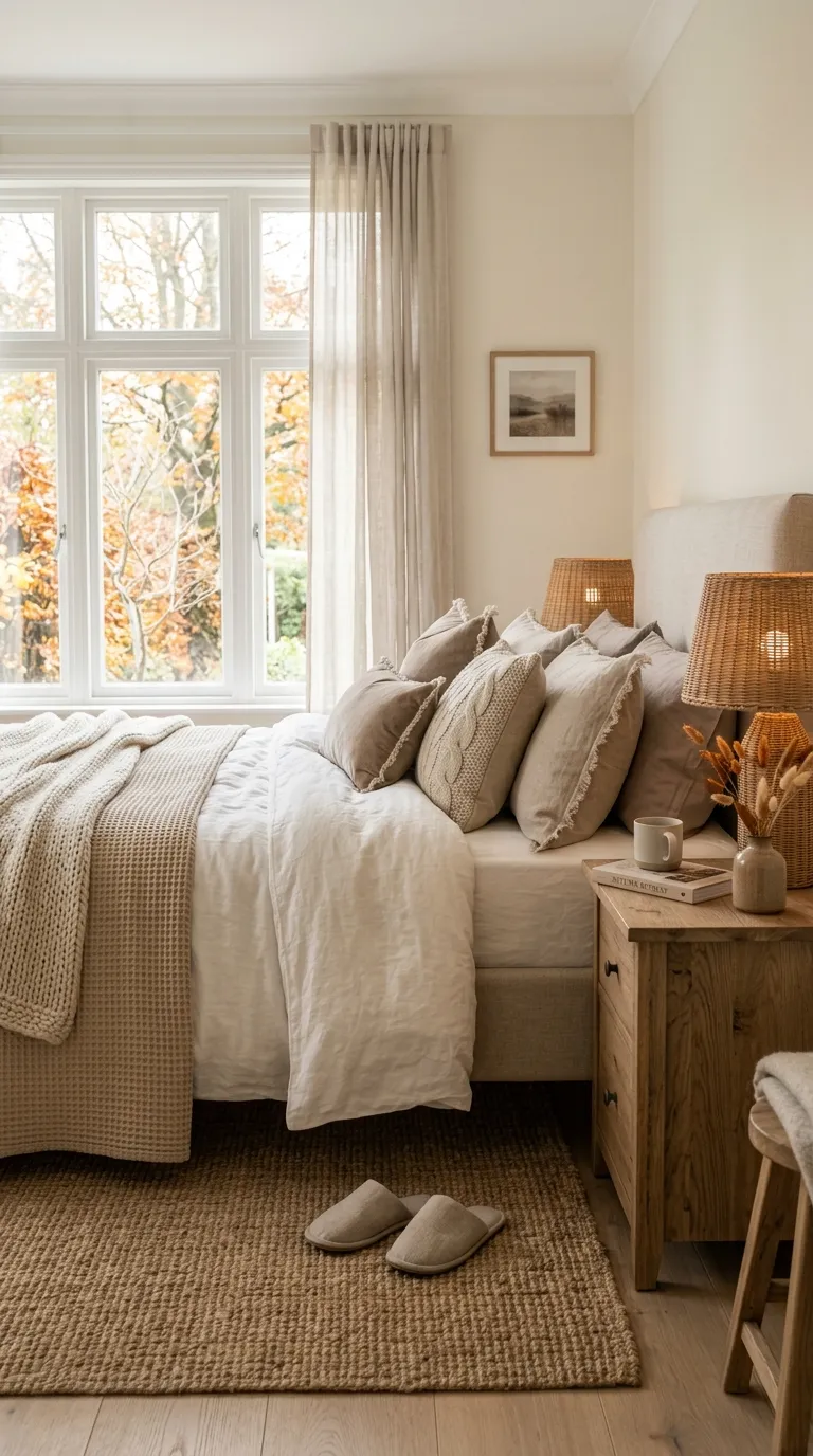 Earthy Neutral Layered Bedroom