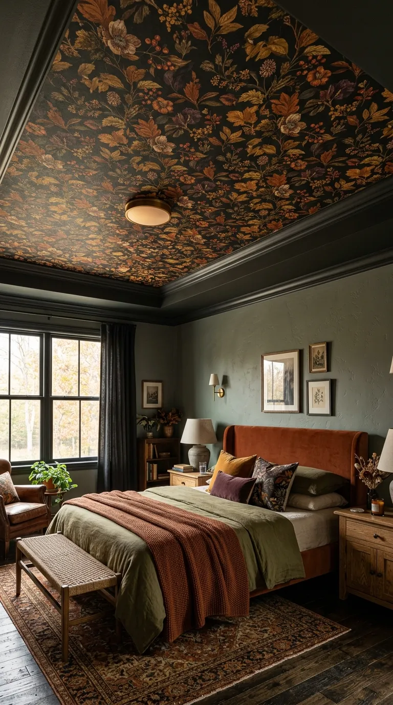 Fall Floral Wallpaper Ceiling
