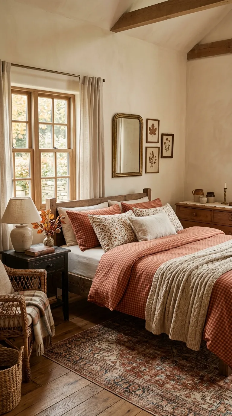 Gingham Bedding With Floral Accents