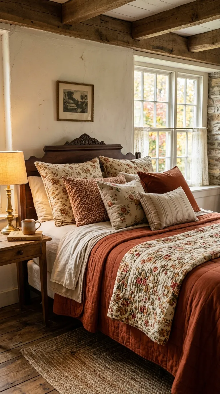 Layered Quilts With Floral Pillows