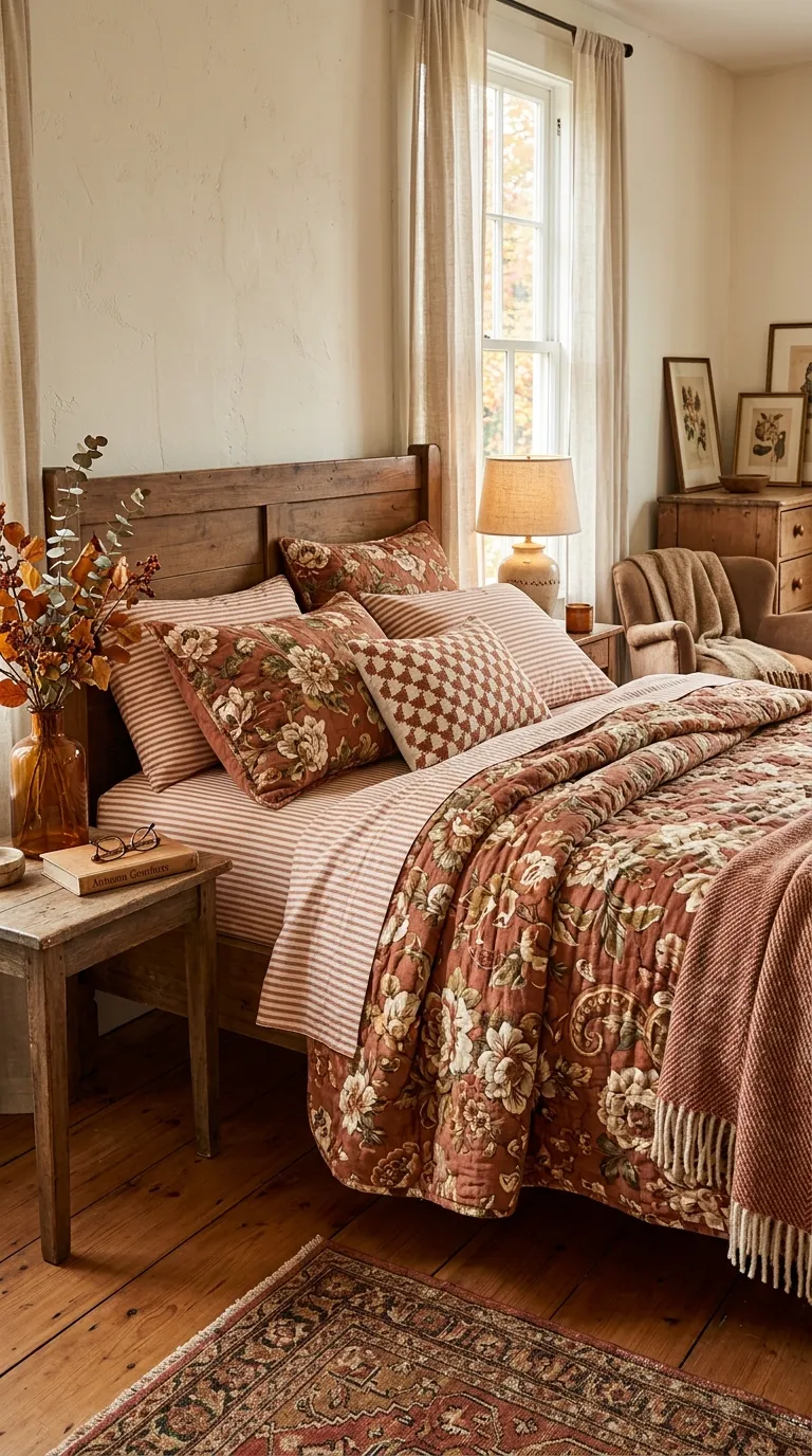 Layered Vintage Patterned Bedding
