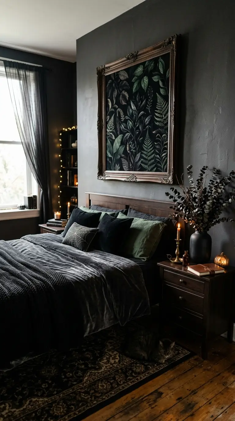 Moody Botanical Bedroom Styling