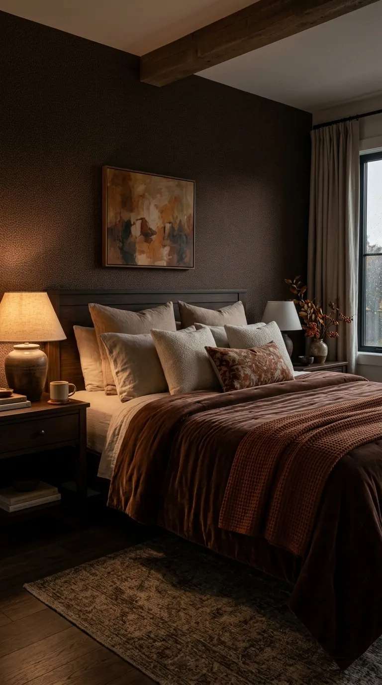 Moody Chocolate Brown Bedroom
