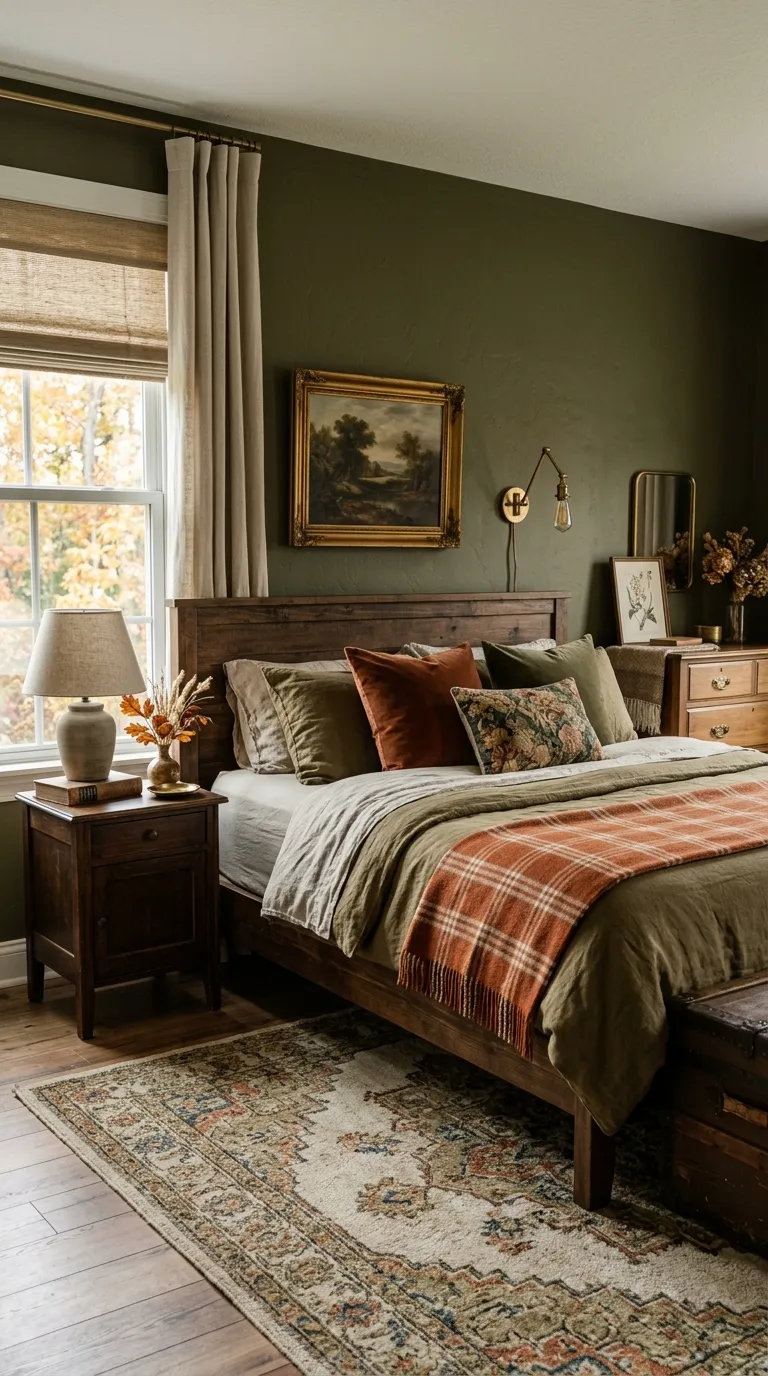 Moody Olive Green Bedroom Retreat