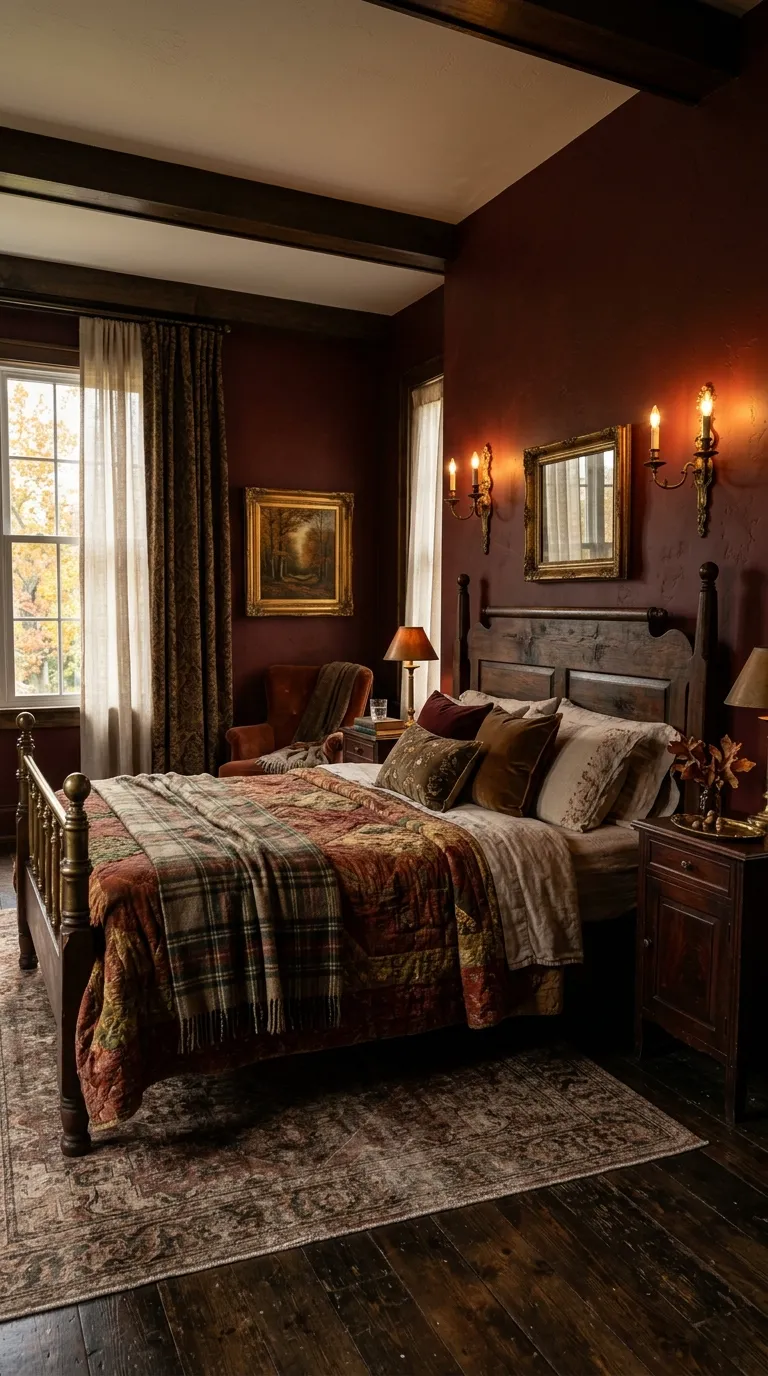 Oxblood Walls With Brass Accents