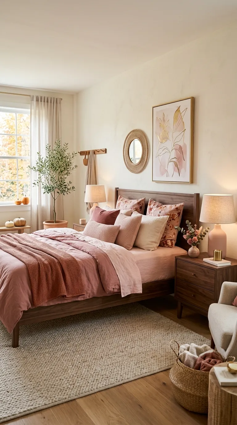 Pink and Walnut Bedroom