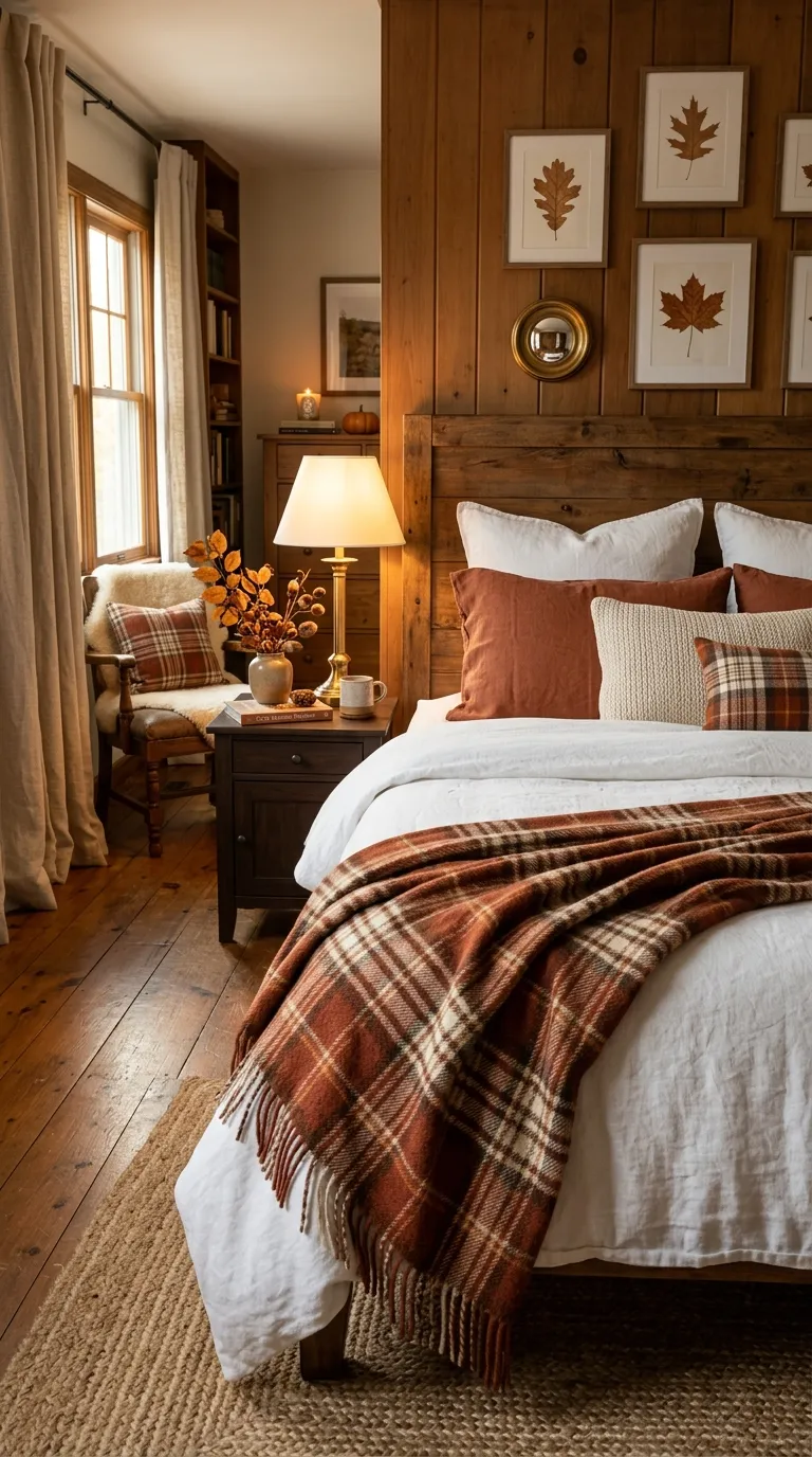 Plaid Throw Over Bedding
