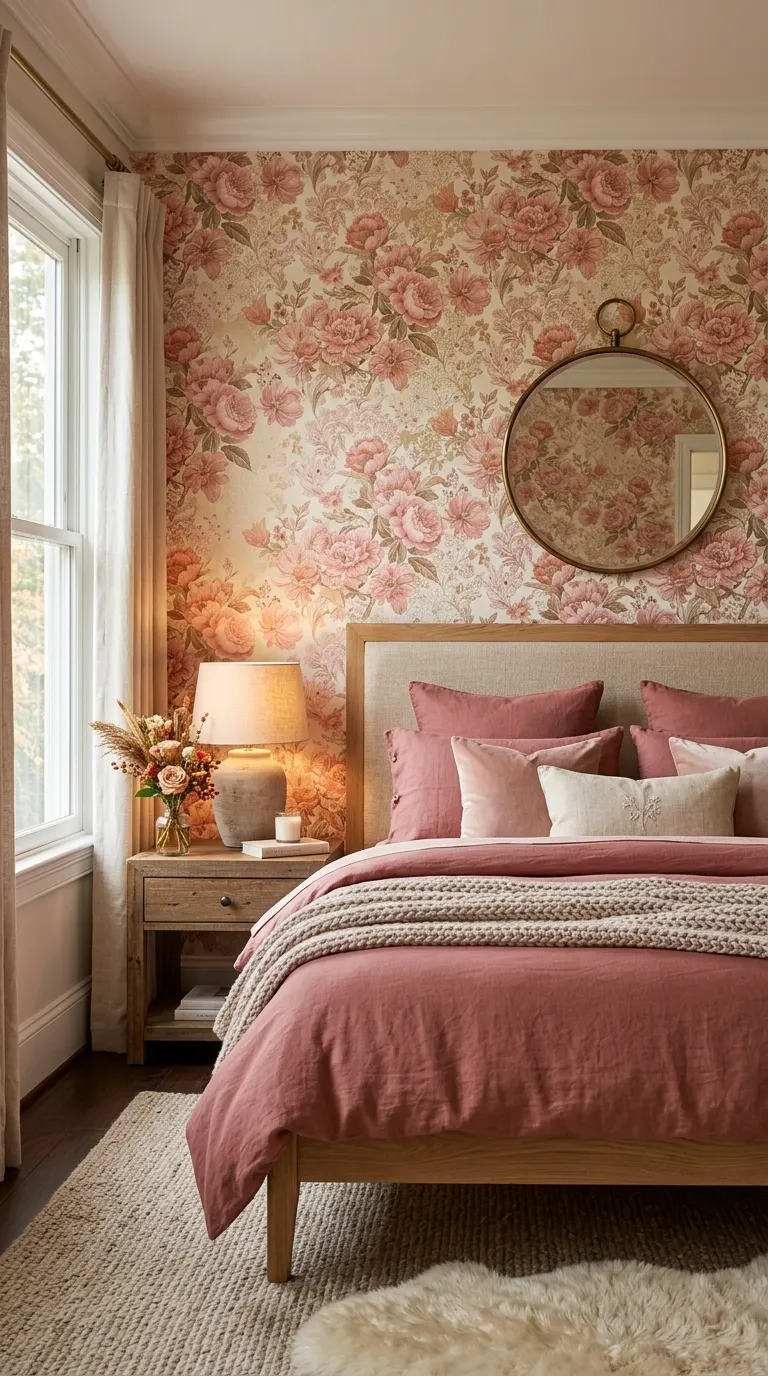 Romantic Pink Floral Wallpaper