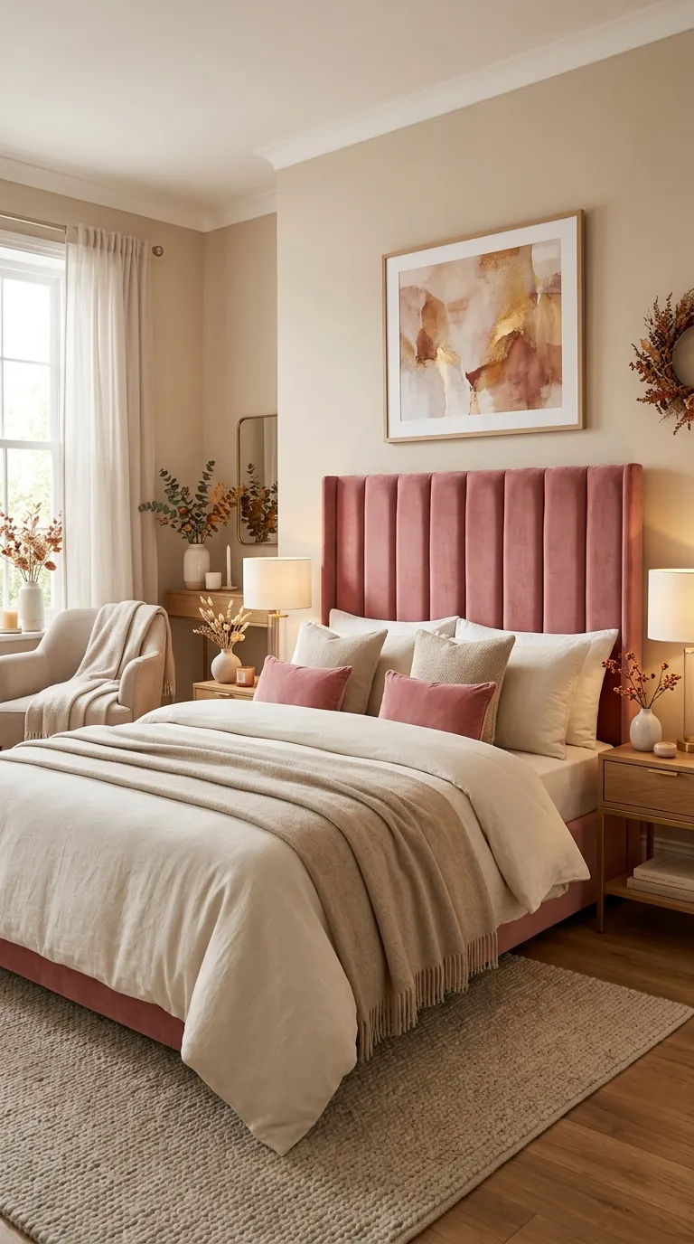 Rose Pink Velvet Headboard