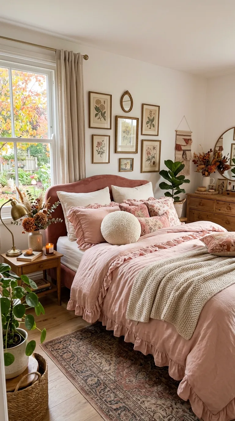 Ruffled Pink Bedding with Neutrals