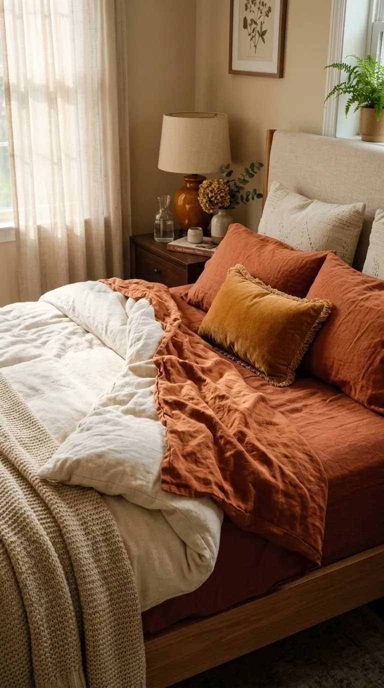 Rust Linen Bedding Layer