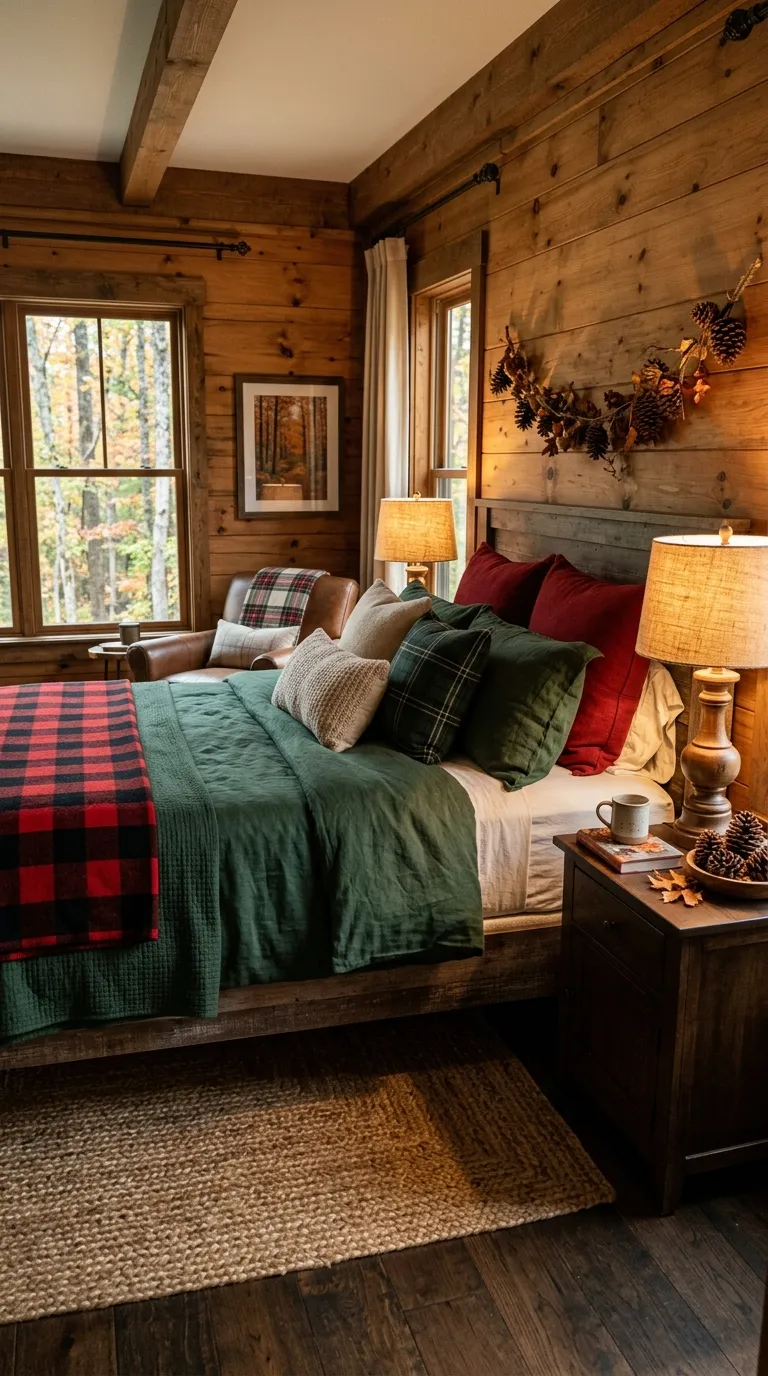 Rustic Fall Cabin Bedroom