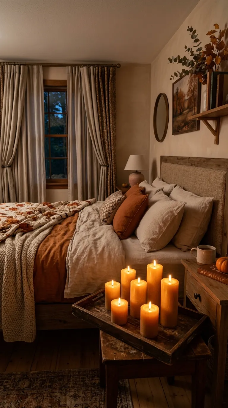 Soft Candlelit Autumn Bedroom