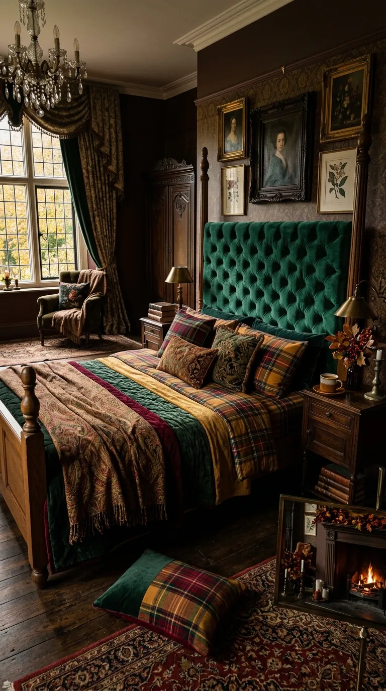Velvet Headboard With Heritage Bedding
