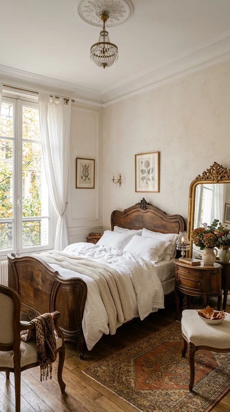 Vintage French Bedroom With Linen