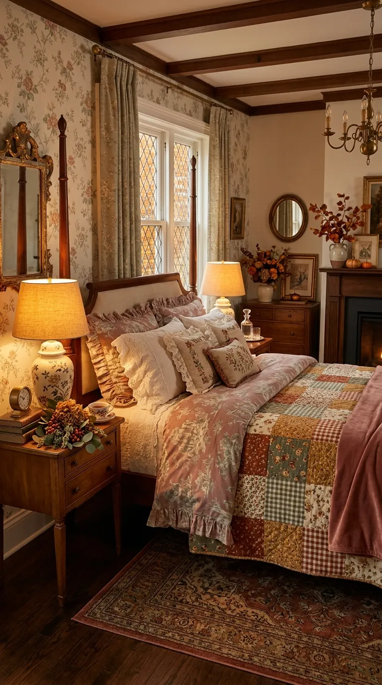 Vintage Grandmillennial Fall Bedroom