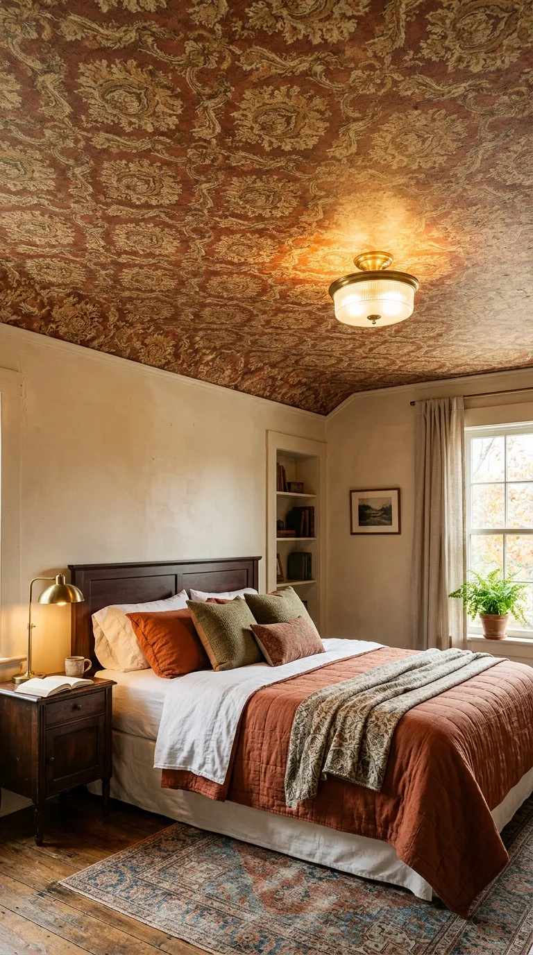 Vintage Patterned Wallpaper Ceiling