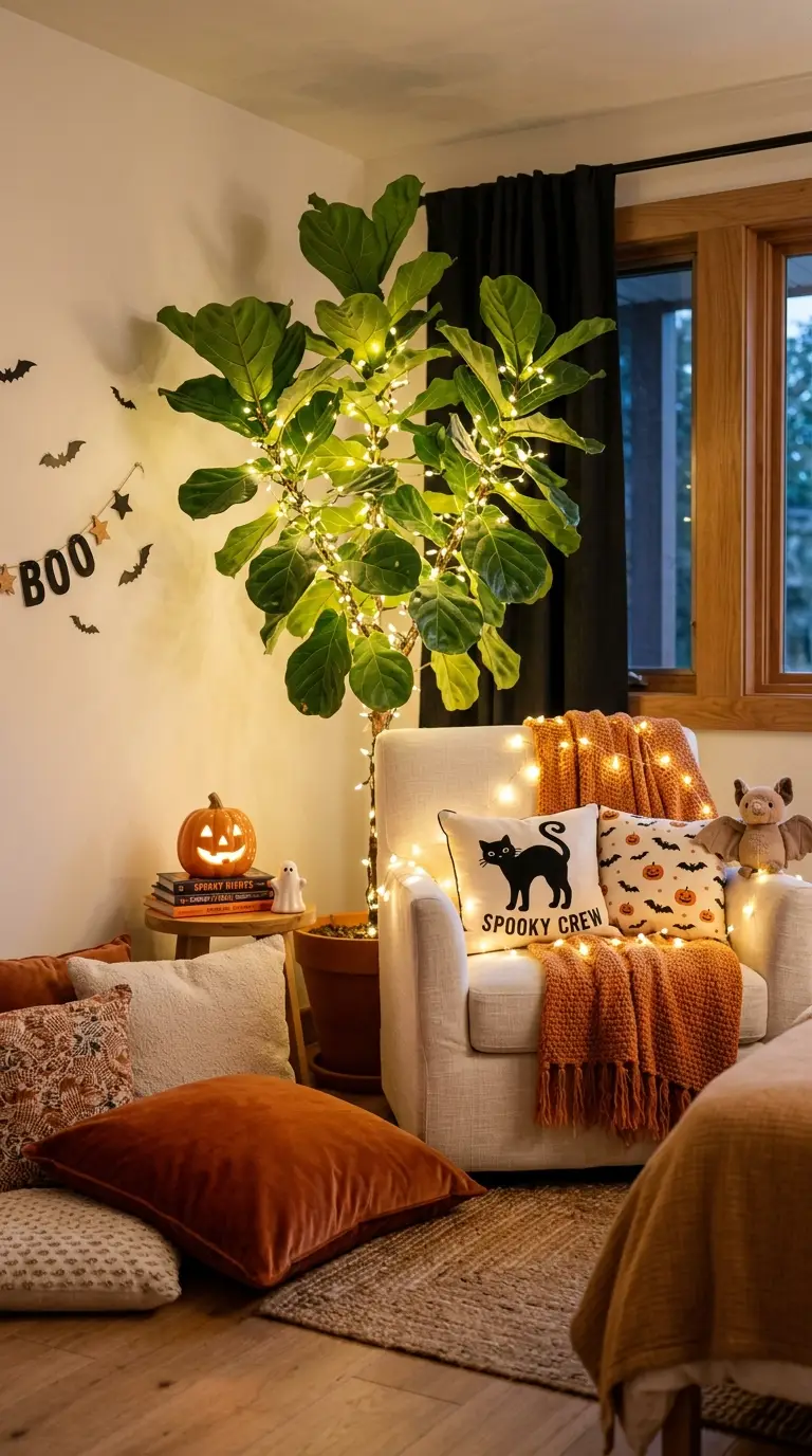 Warm Fairy Light Bedroom Corner