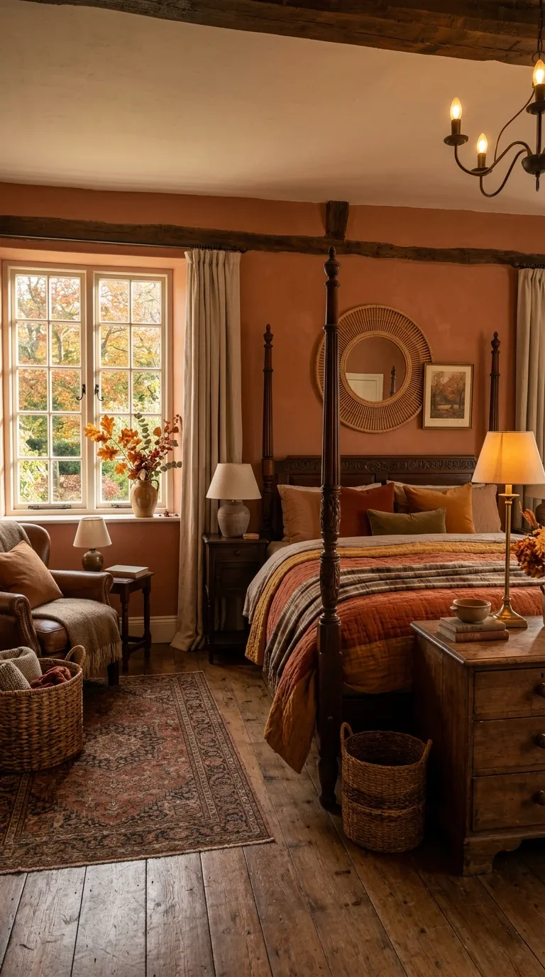 Warm Terracotta Walls With Wood