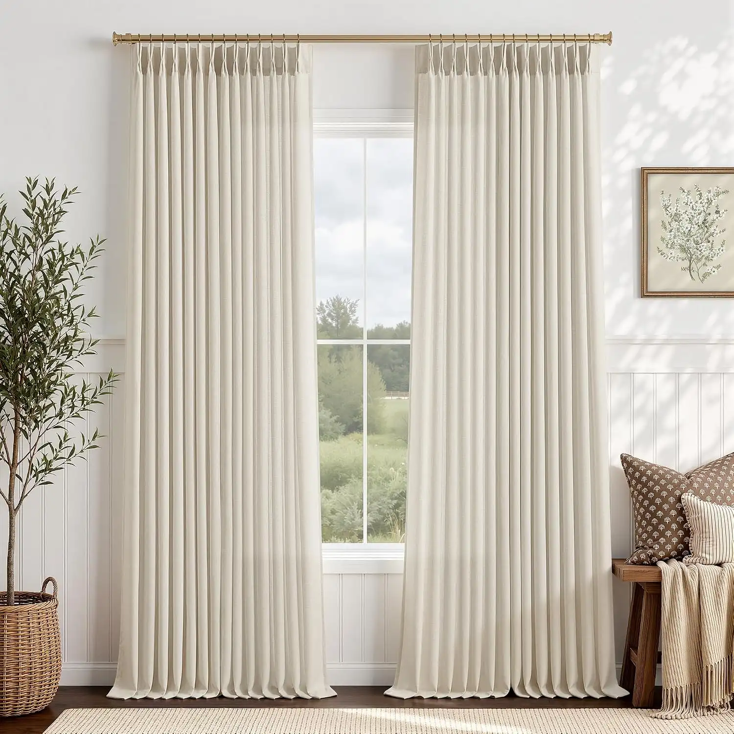 Cream Pinch Pleat Bedroom Drapes