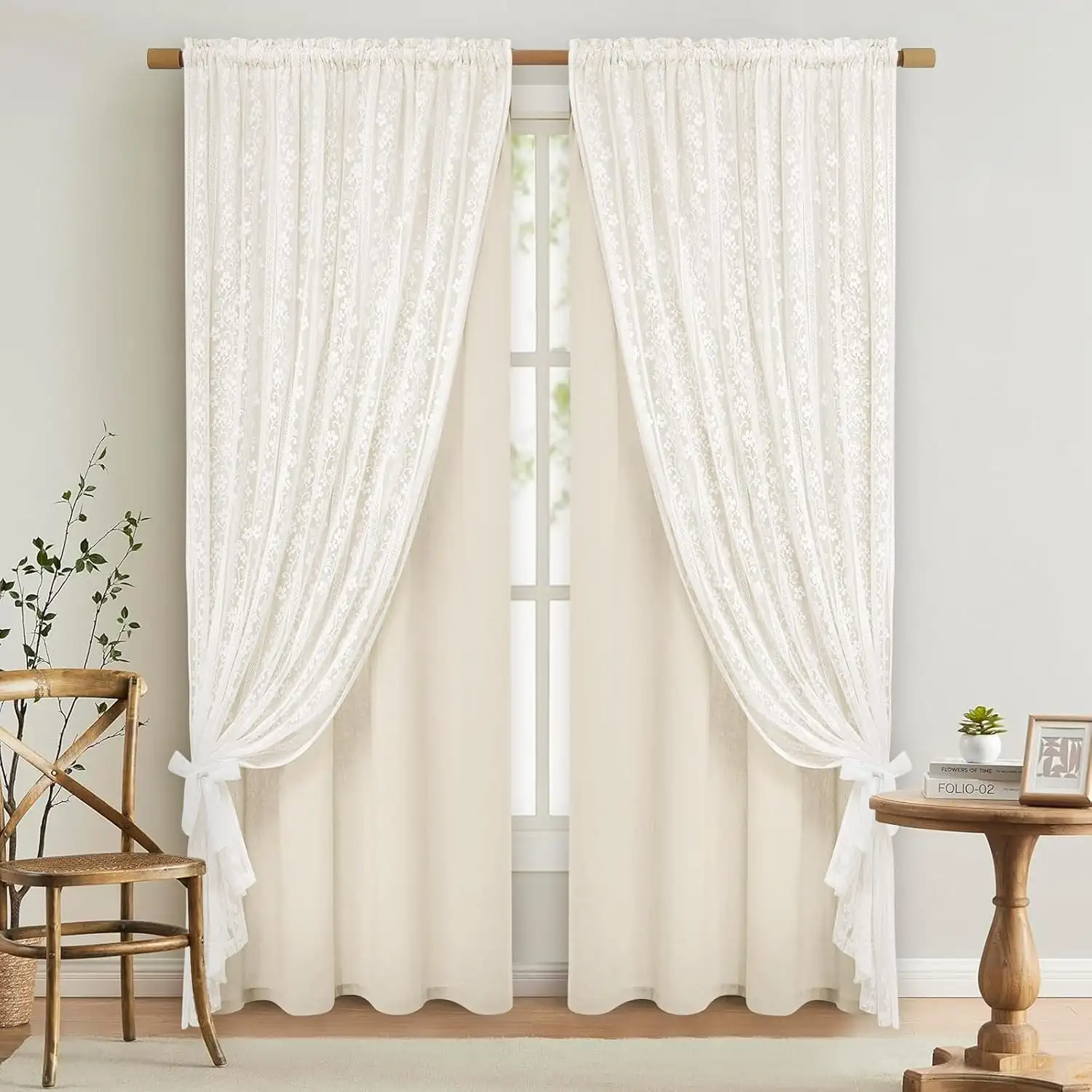 Layered Sheer Linen Bedroom Drapes