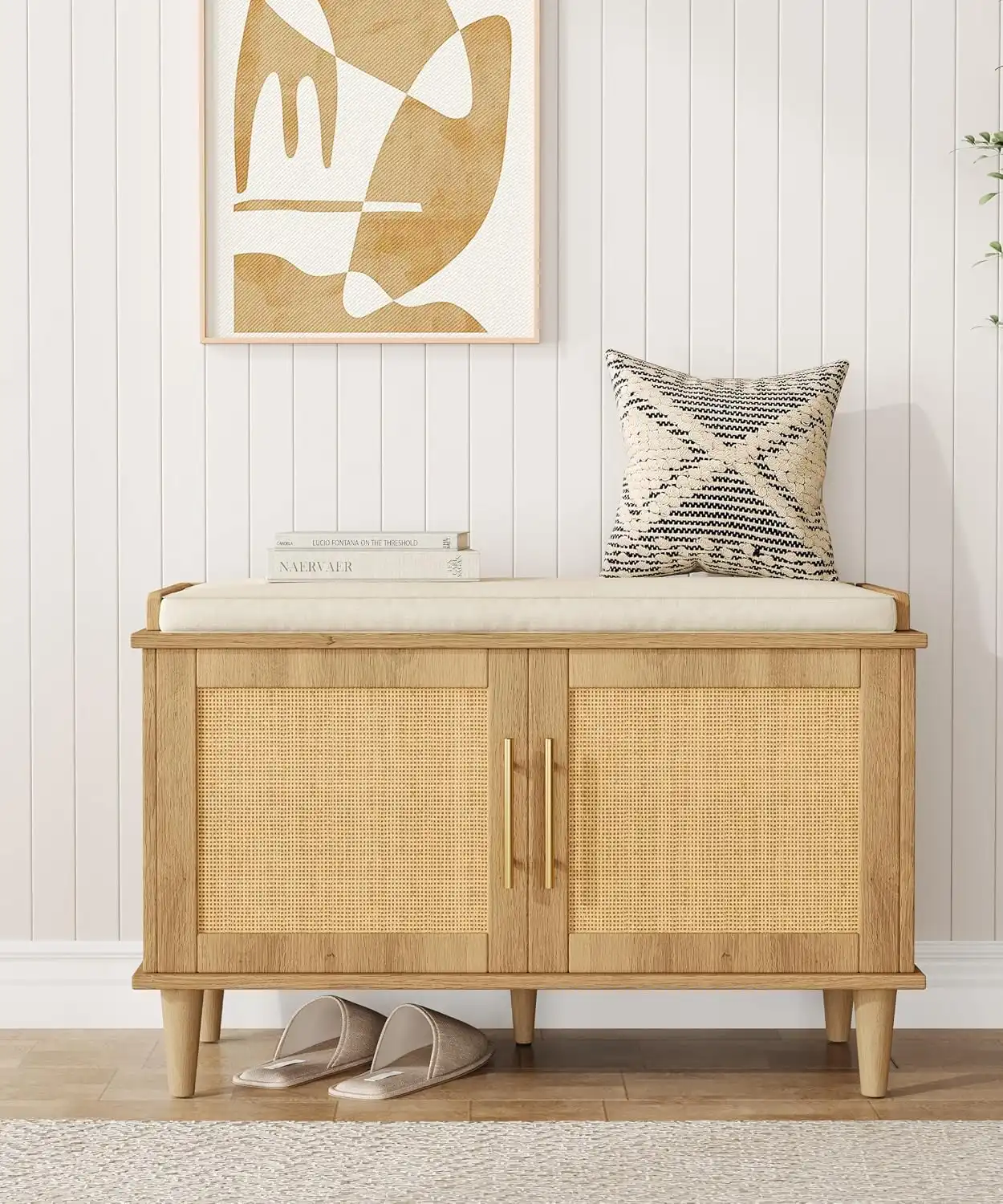 Light Oak Storage Bench