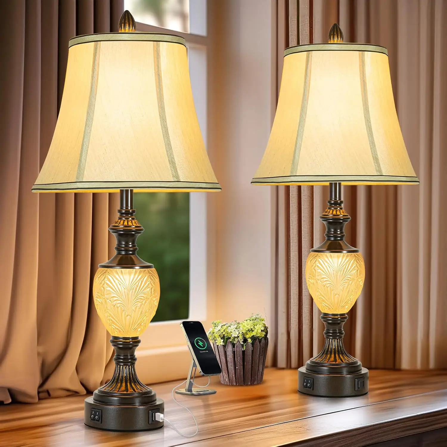 Moody Dark Wood Table Lamp