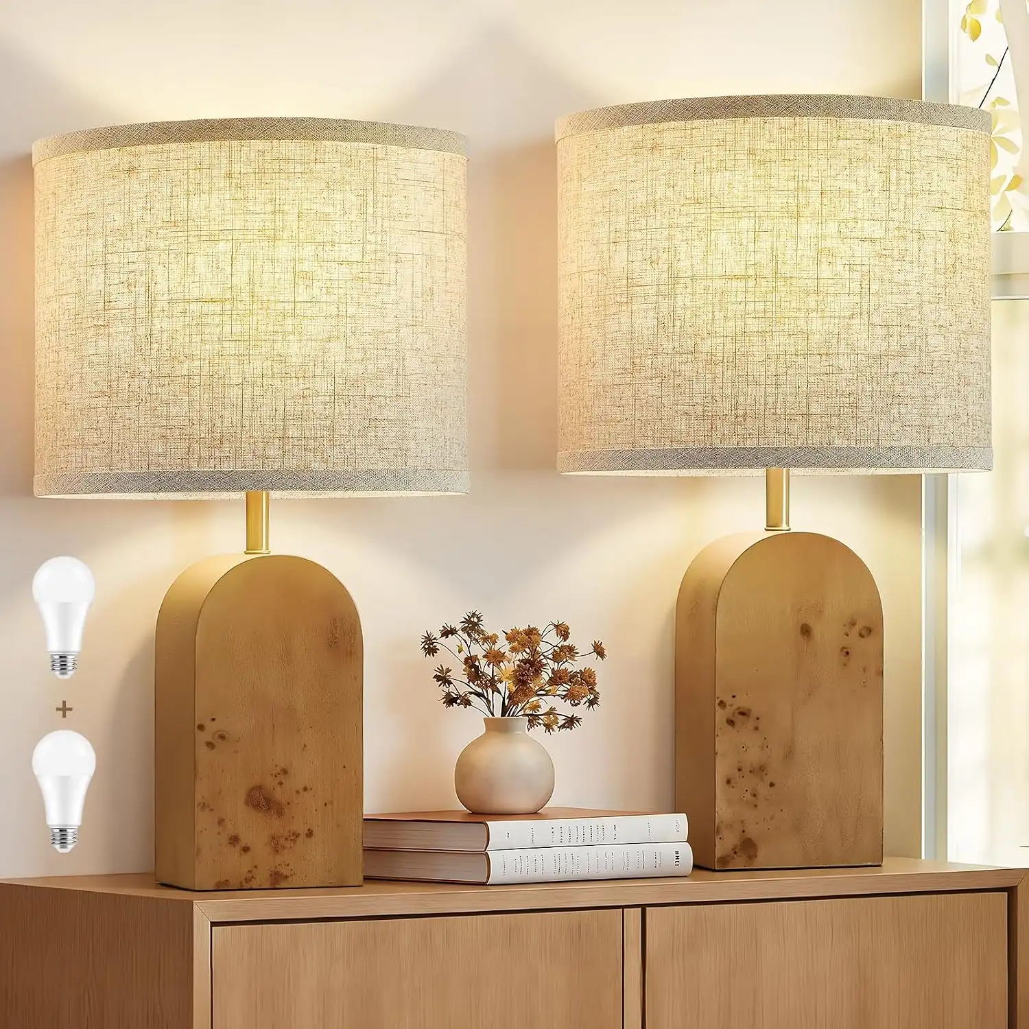 Natural Wood Lamps for Cozy Bedrooms