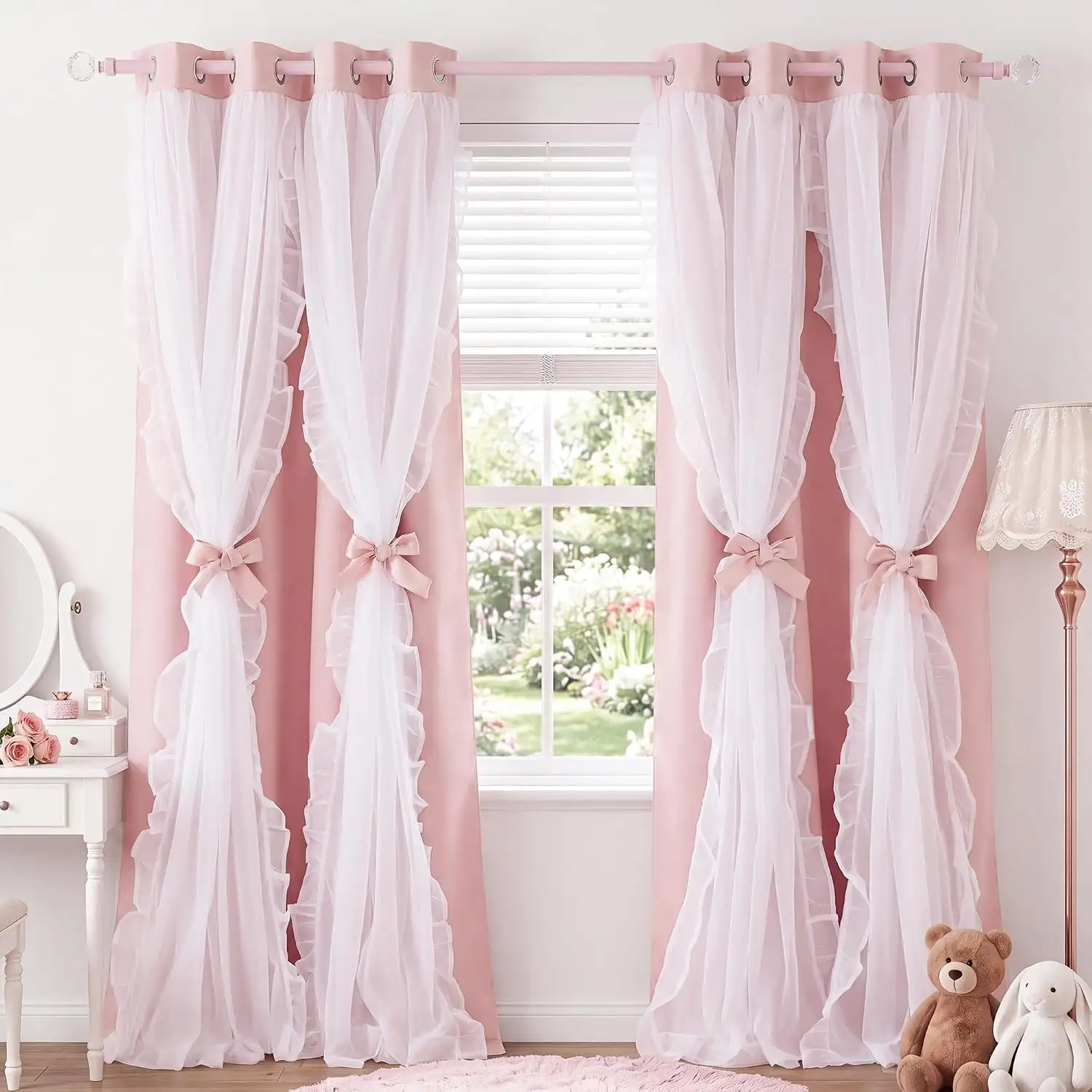 Pink Blackout Curtains With Bows