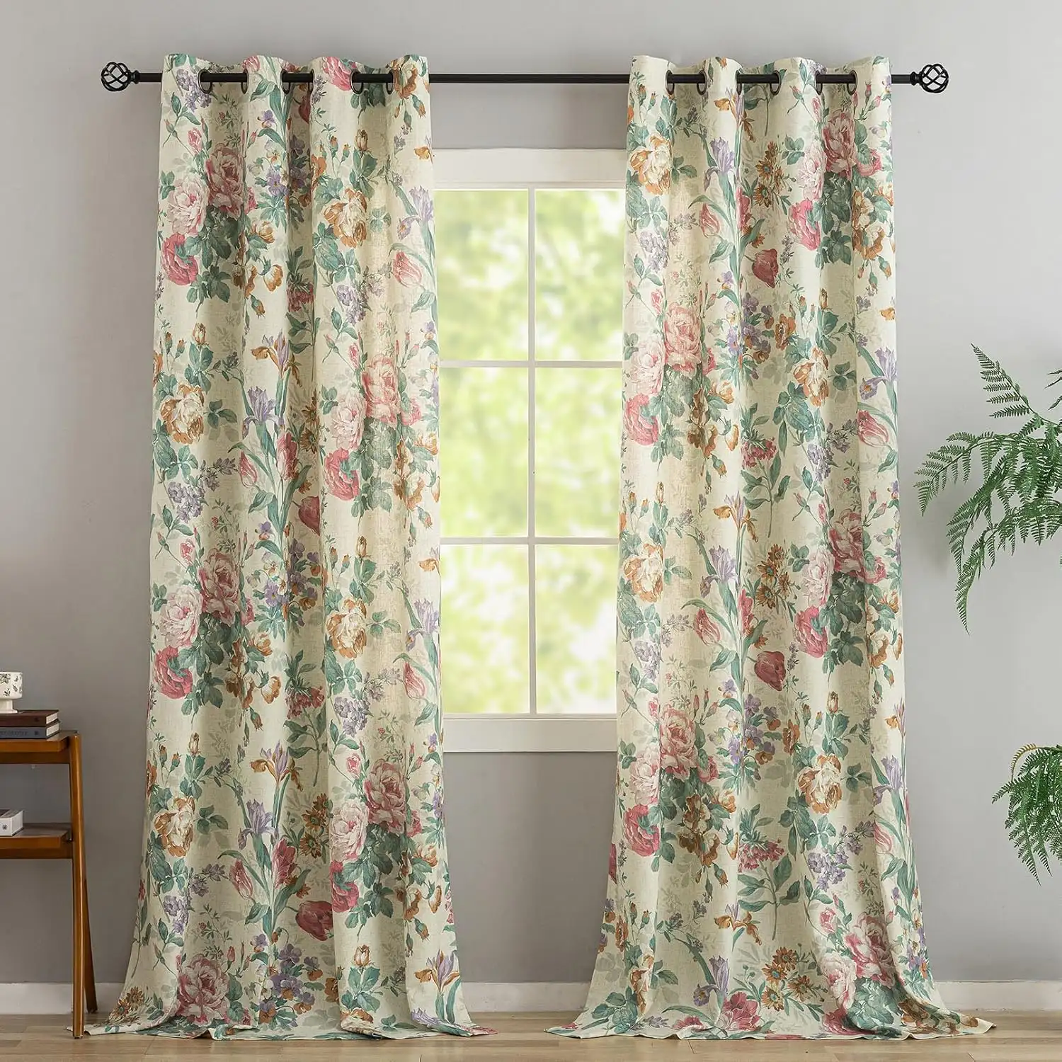 Romantic Rose Pattern Curtain Panels