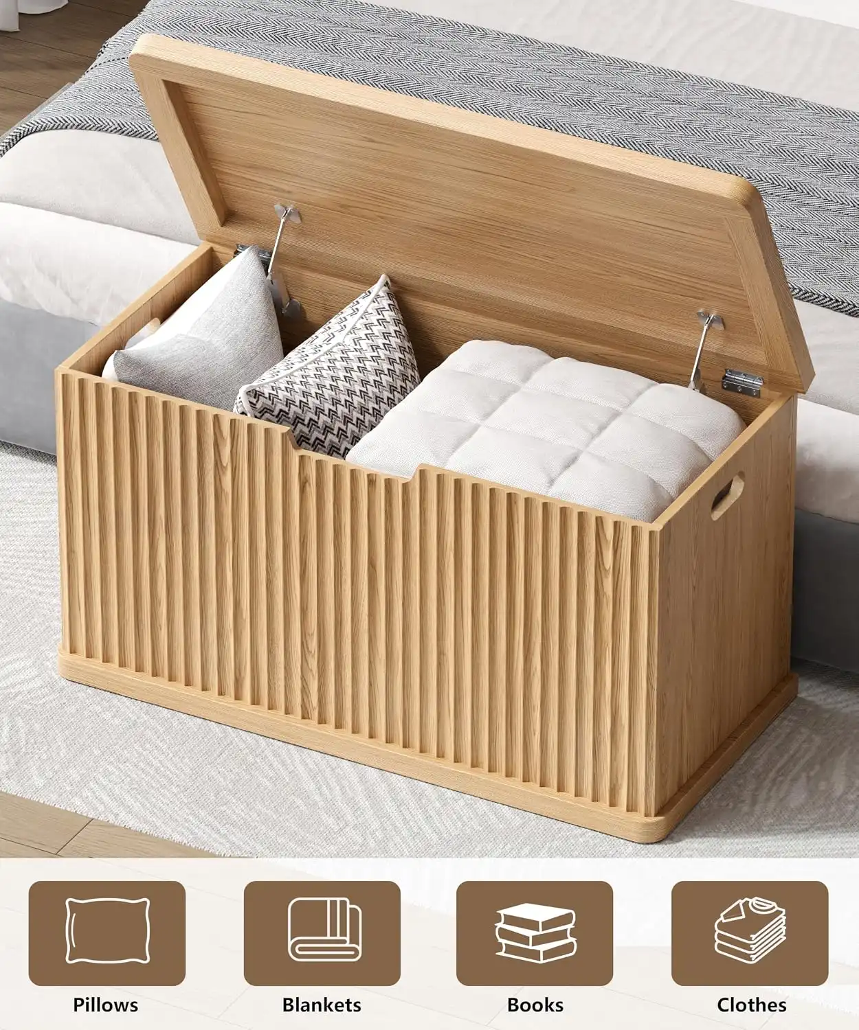 Rounded Fluted Storage Bench