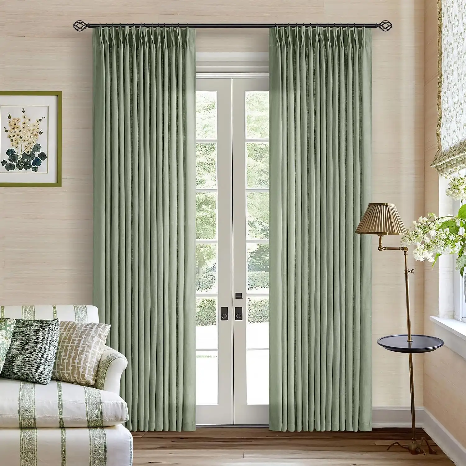 Sage Green Linen Panel Curtains