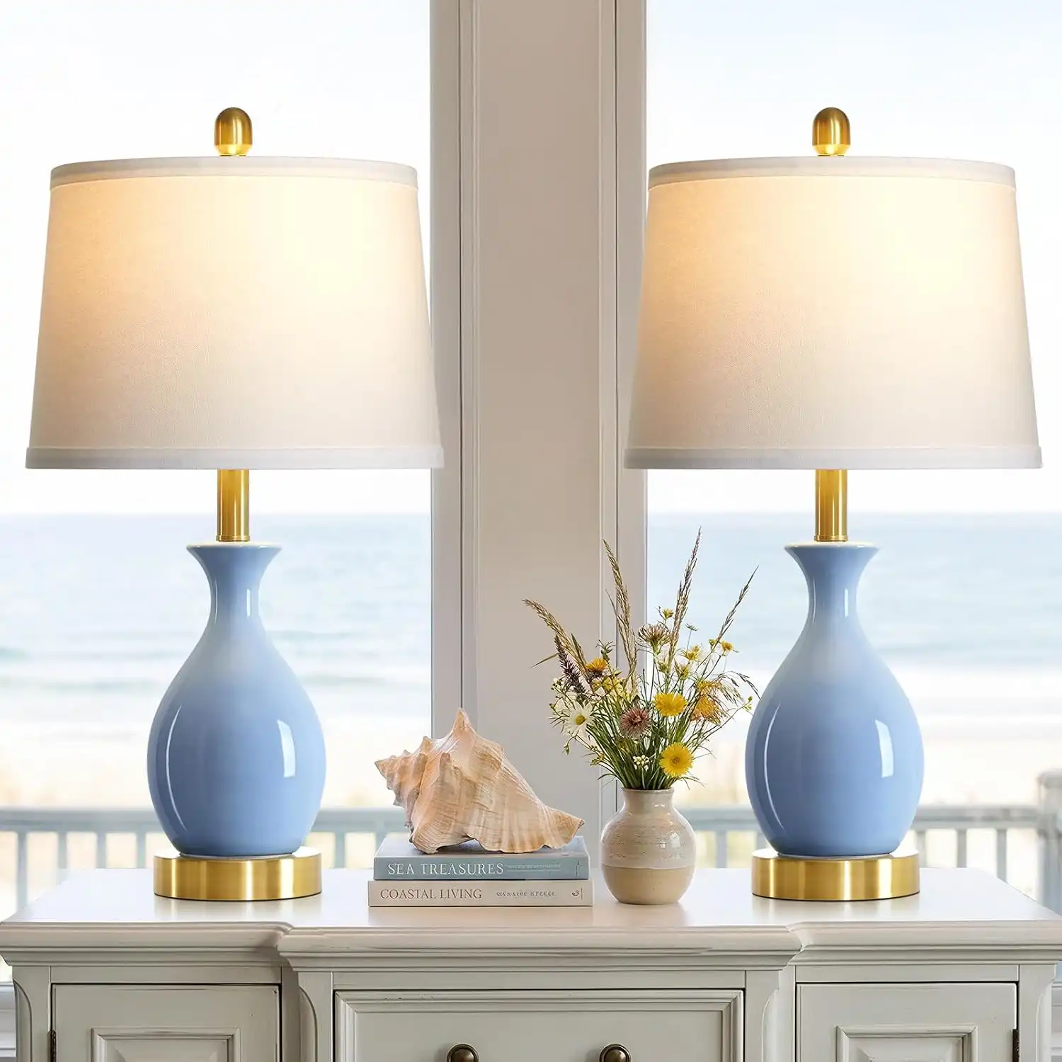 Slim Ceramic Lamps for Nightstands