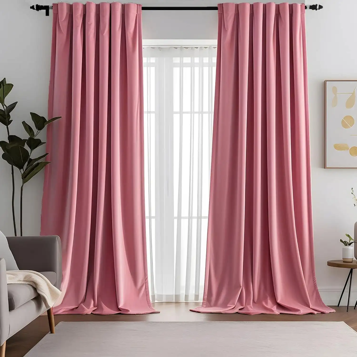 Soft Blush Velvet Floor Curtains