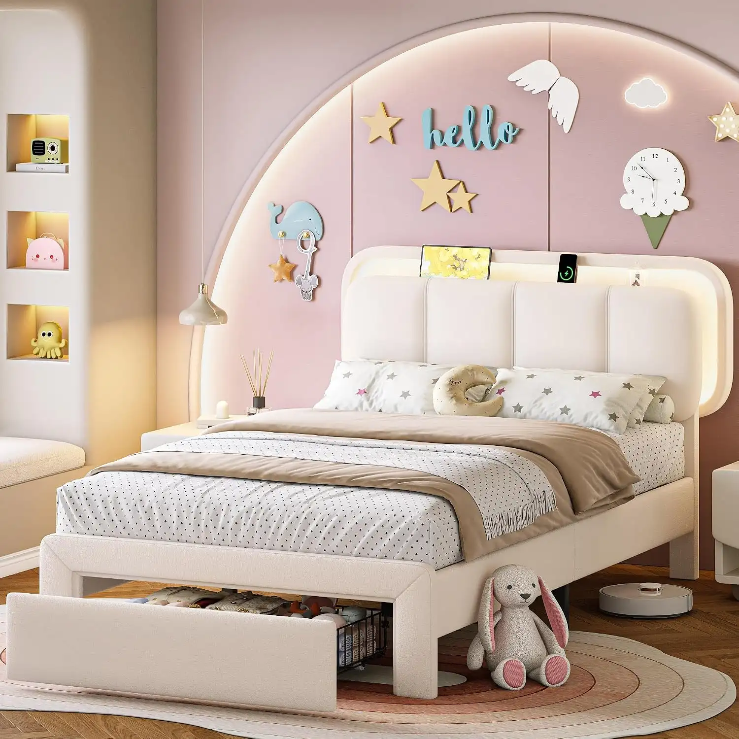 Upholstered Bed With Drawers