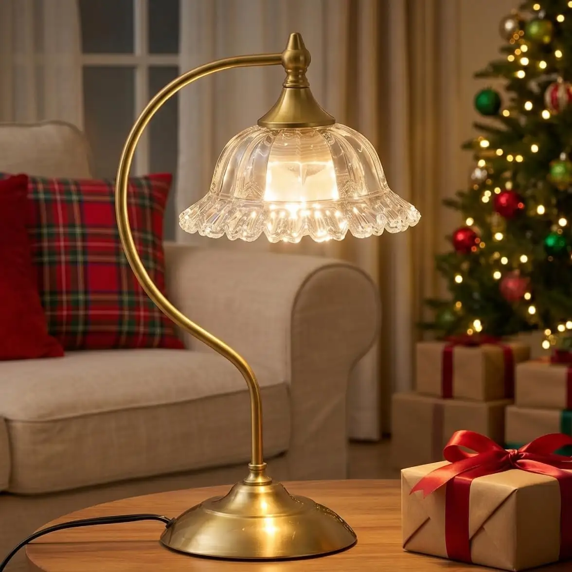 Vintage Brass Bedside Table Lamp