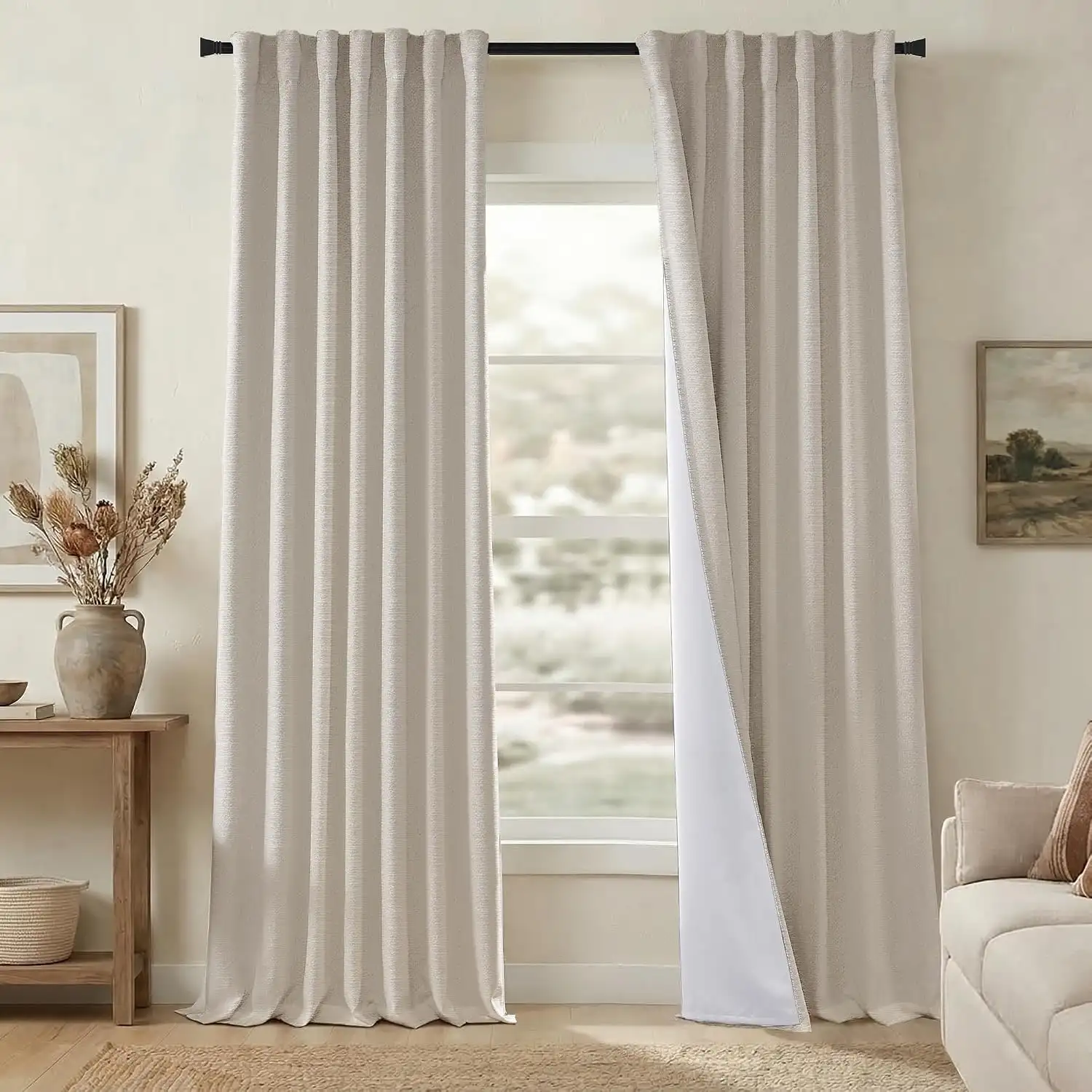 Warm Ivory Ripple Fold Curtains