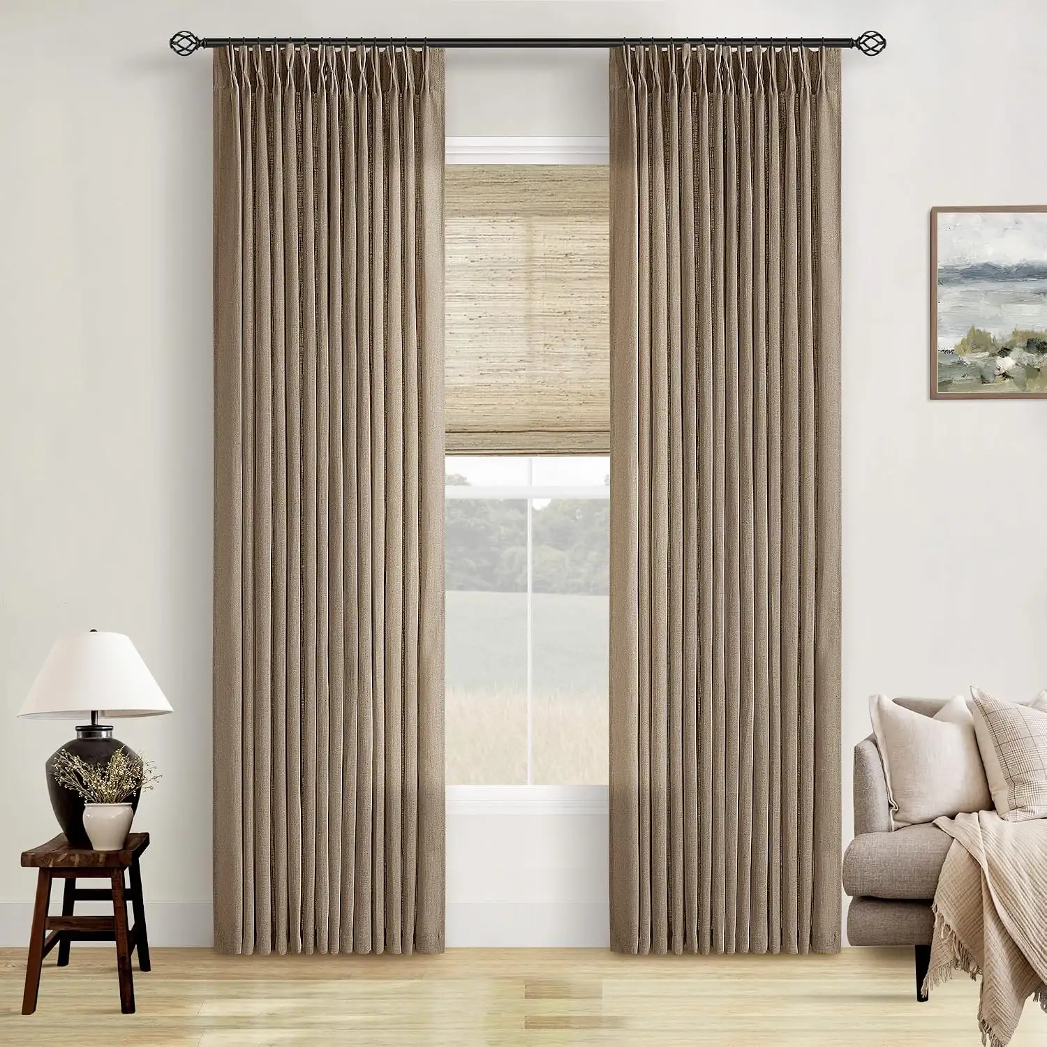 Warm Neutral Ripple Fold Curtains